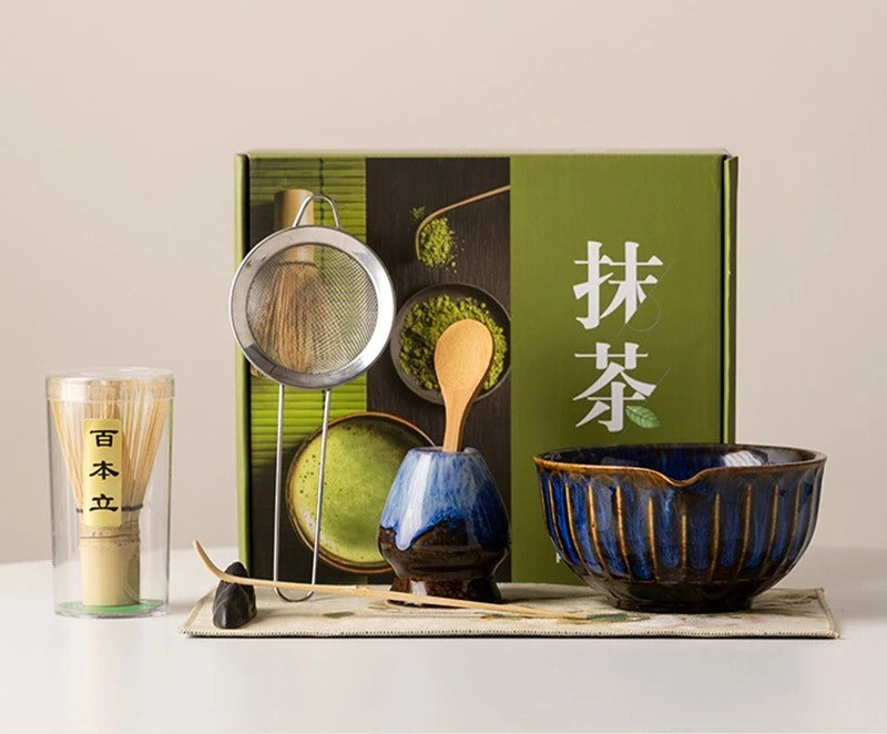 Matcha Tea Set, Japanese, 8-Piece Complete Kit, Kiln Change Ceramic Bowl