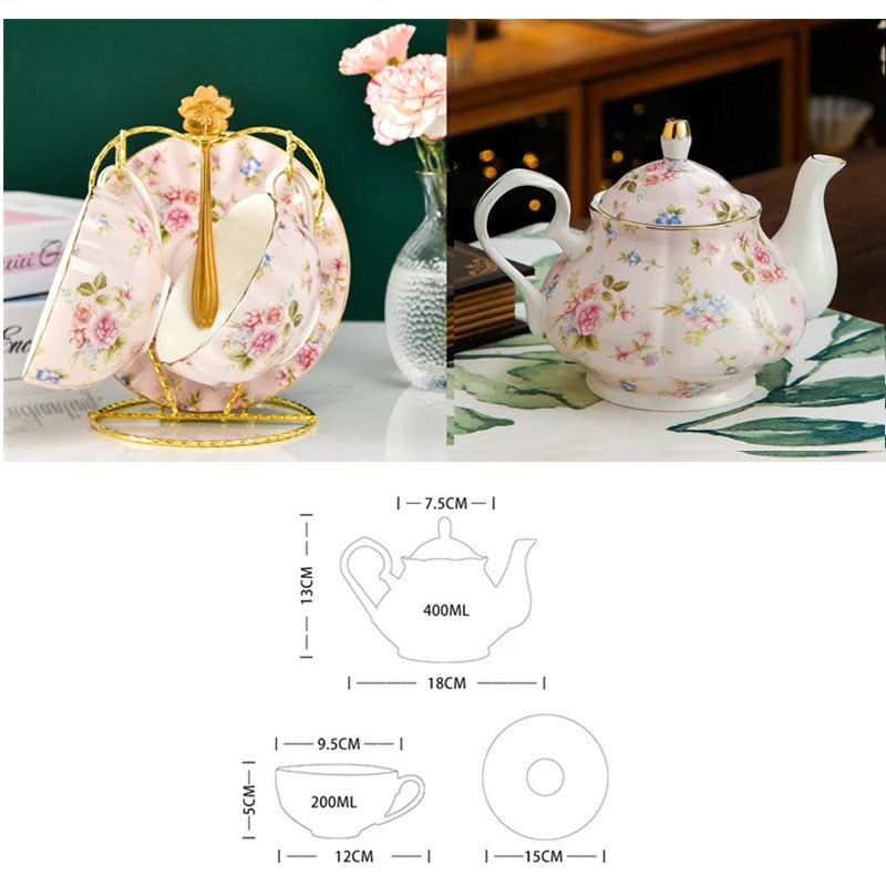 Afternoon Tea Set, Classic English, Porcelain, Teapot, Cups