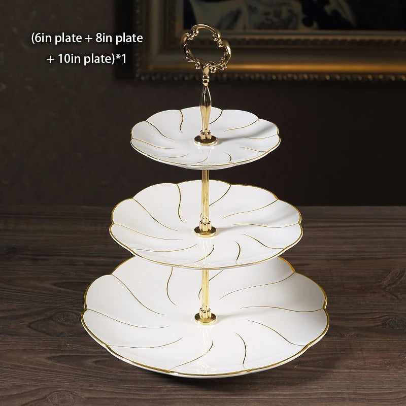 Bone China Tea & Coffee Set, European, Gold Inlay, Teapot, Cups