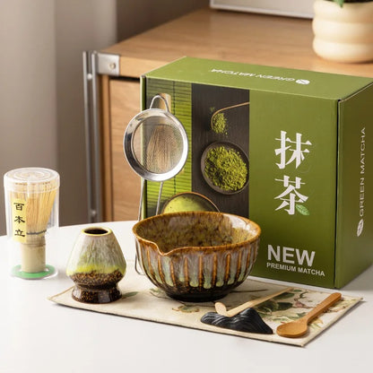 Matcha Tea Set, Japanese, 8-Piece Complete Kit, Kiln Change Ceramic Bowl