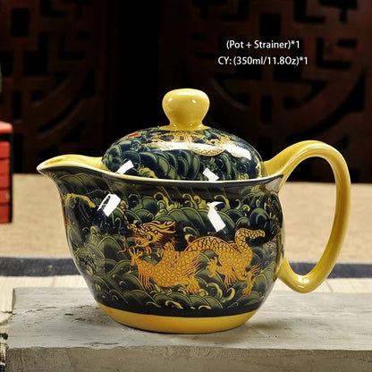 Kung Fu Teapot, Ceramic Puer, 350ml, Chinese Retro Style