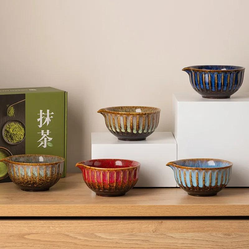 Matcha Tea Set, Japanese, 8-Piece Complete Kit, Kiln Change Ceramic Bowl