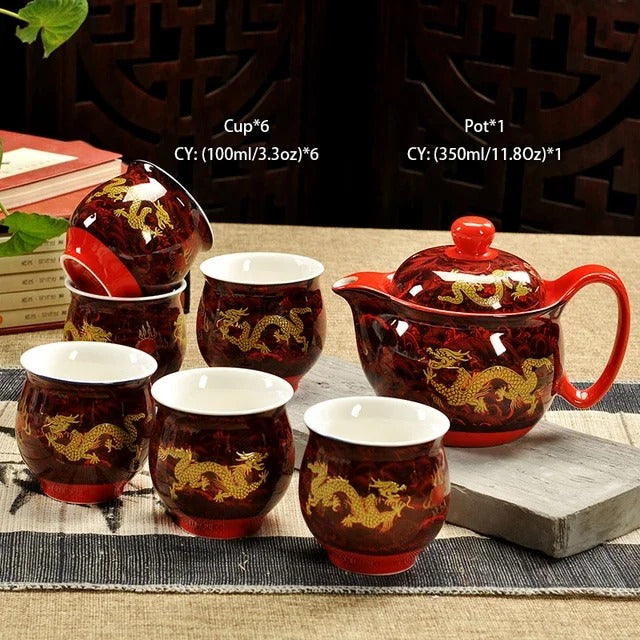 Kung Fu Teapot, Ceramic Puer, 350ml, Chinese Retro Style