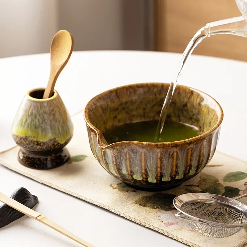 Matcha Tea Set, Japanese, 8-Piece Complete Kit, Kiln Change Ceramic Bowl