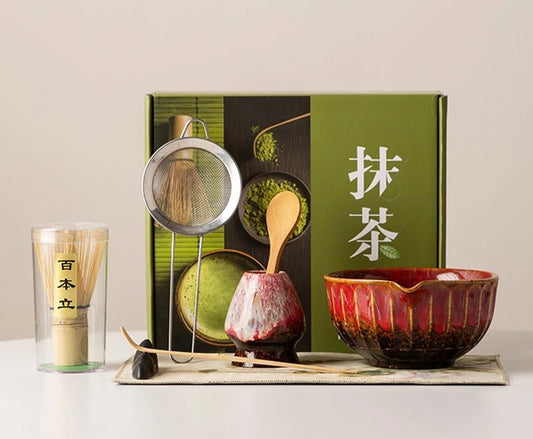 Matcha Tea Set, Japanese, 8-Piece Complete Kit, Kiln Change Ceramic Bowl