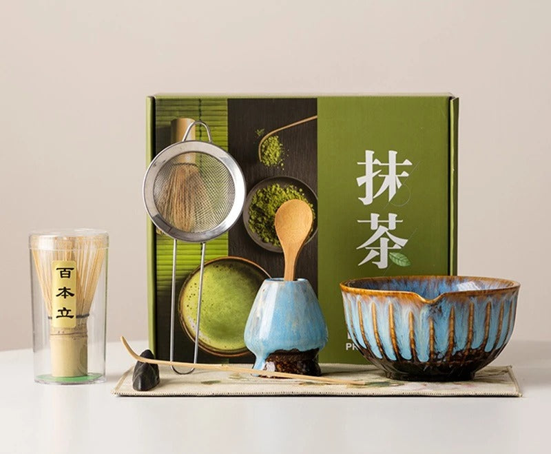 Matcha Tea Set, Japanese, 8-Piece Complete Kit, Kiln Change Ceramic Bowl