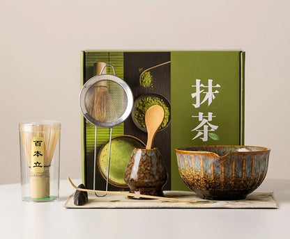 Matcha Tea Set, Japanese, 8-Piece Complete Kit, Kiln Change Ceramic Bowl