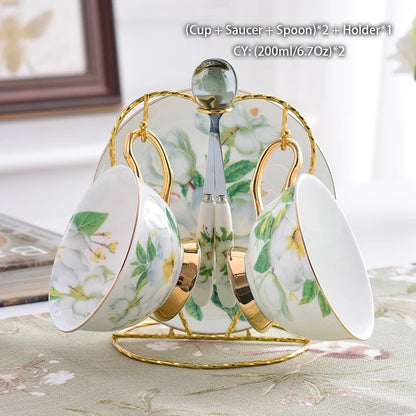 Bone China Tea Set, Camellia, British Porcelain, Teapot, Cups